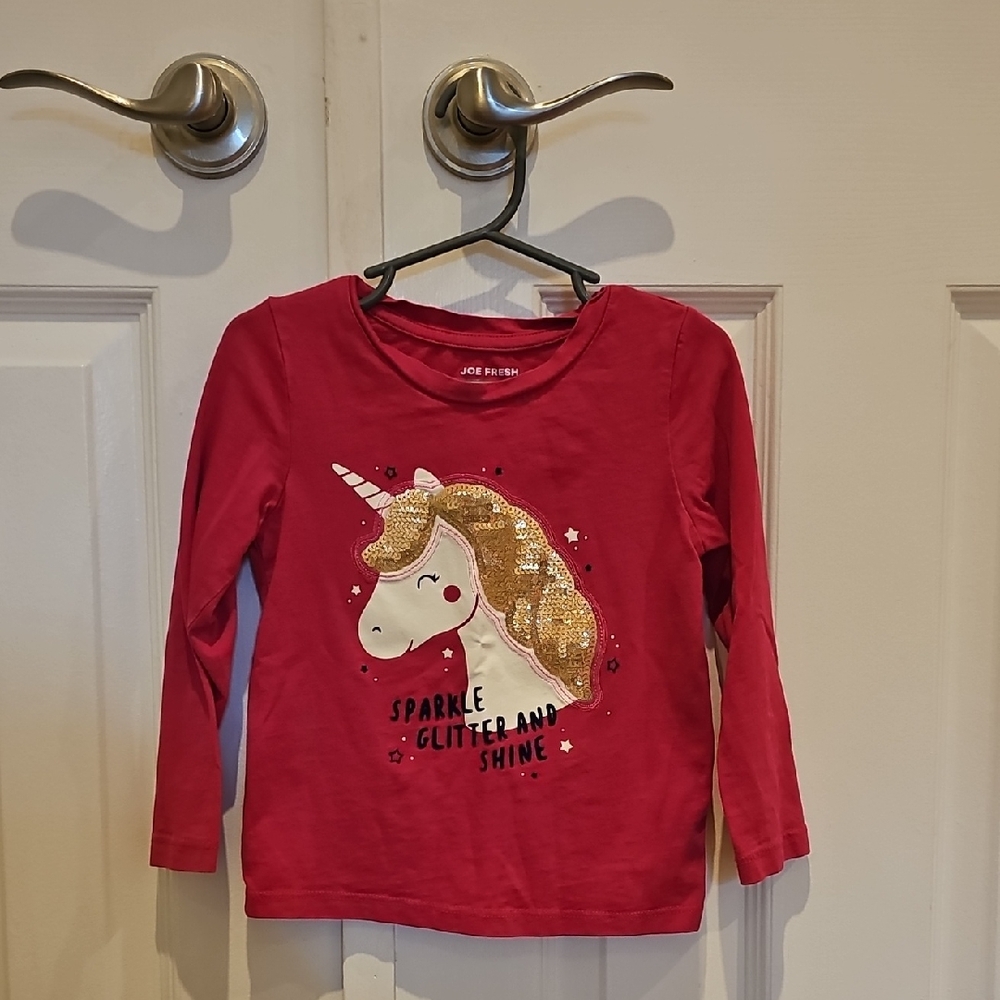 Joe Fresh Pink Unicorn Long Sleeve Tee